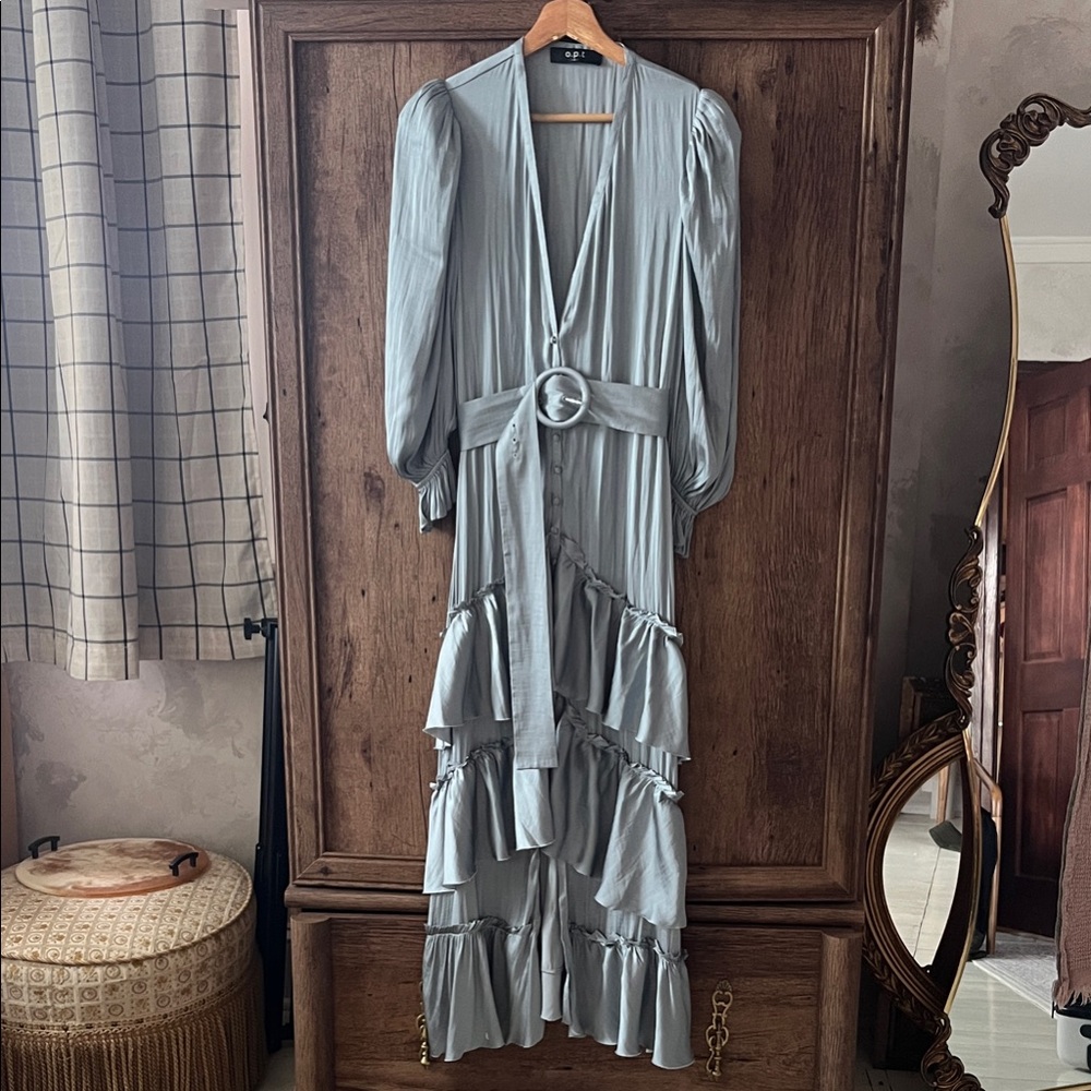 OPT Long Sleeve Light Blue Maxi Dress